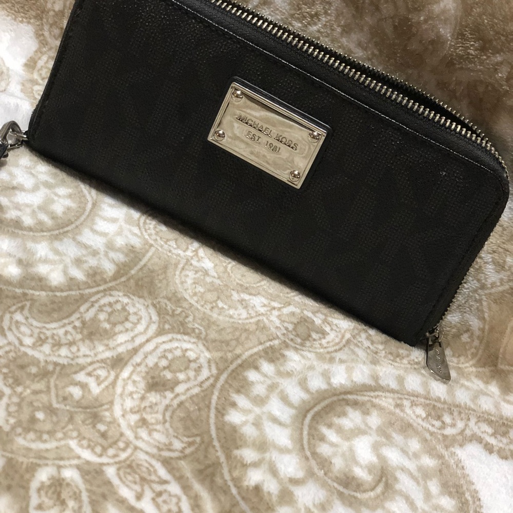 Michael Kors Black MK wristlet